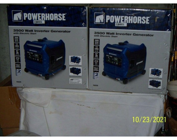 2 pc POWERHORSE 3500 watt inventer generators with electric start.