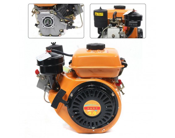 196CC 4 Stroke Diesel Engine Air-cooled Single Cylinder 53mm Shaft Hand Start US