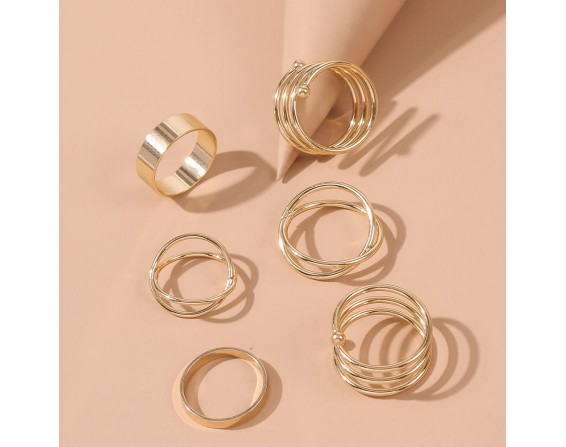 Six piece Simple Alloy Joint Ring