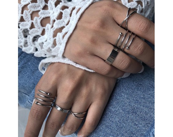 Six piece Simple Alloy Joint Ring